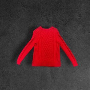 Red cable knit sweater XS